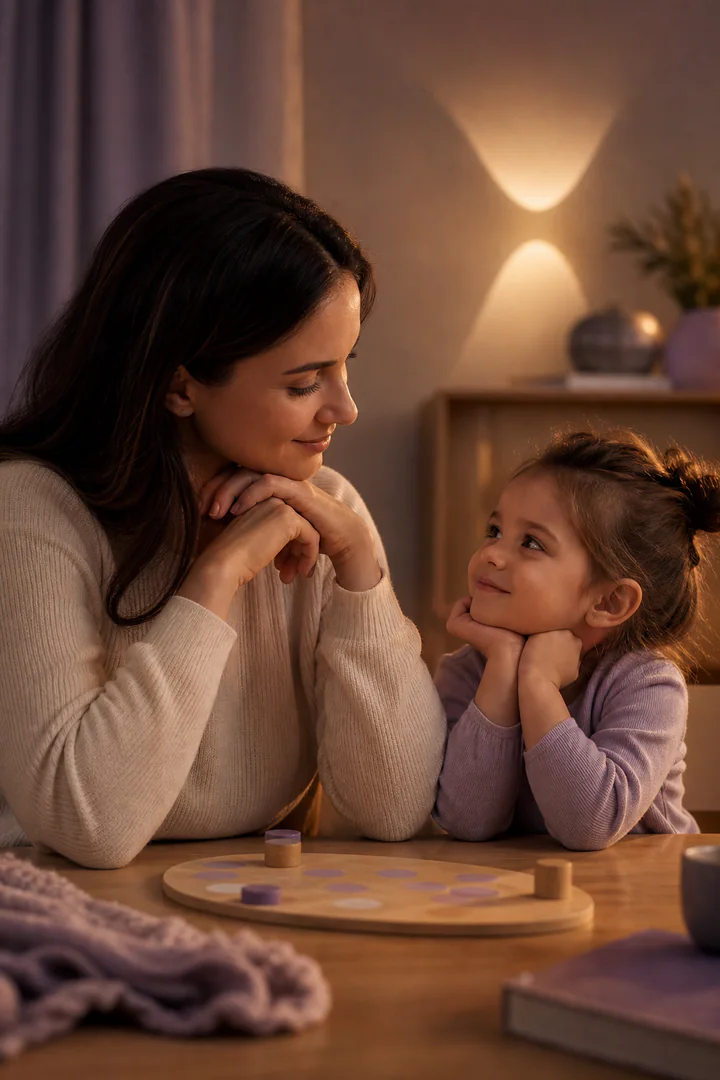 Madre y niña practicando una pausa consciente